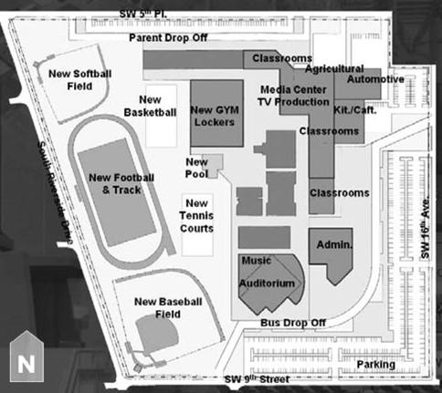 Map showing Stranahan High School conceptual master plan